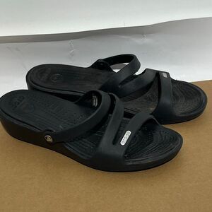Crocs Women's Black Comfort Swiftwater Strappy Slides Slip On Sandals Size 7